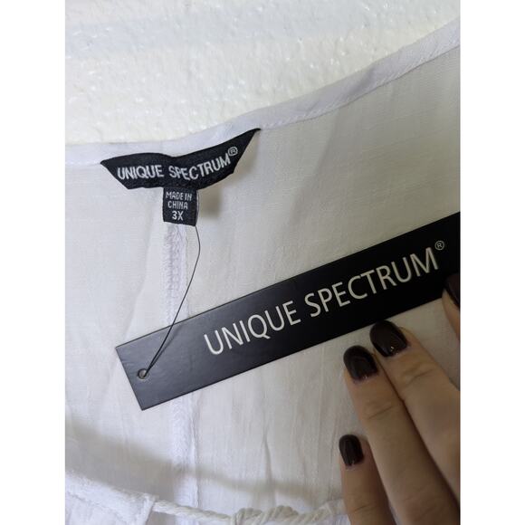 NWT Unique Spectrum White Boho Swim Cover Up Blouse Women 3X Tassel Crochet Lace - Picture 6 of 9